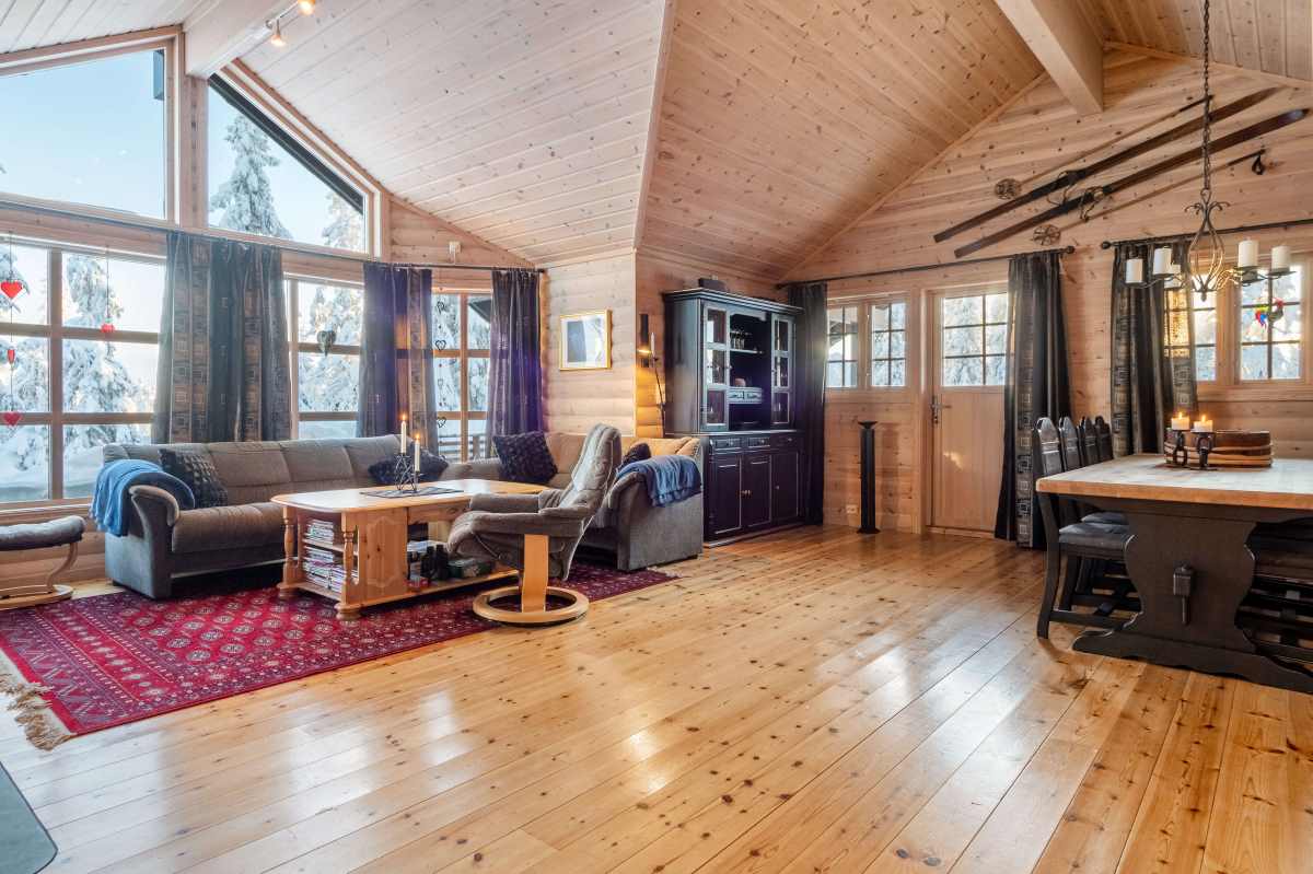 Stue og spisestue i Bjørnen på Budor