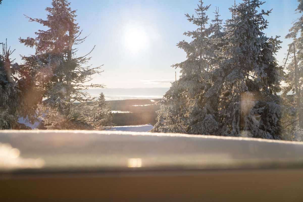Utsikt fra stua i Orrhanen på Budor